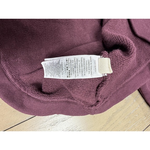 Tory Burch Sport Burgundy/Merlot with White Chevron Hoodie EUC - Picture 3 of 7